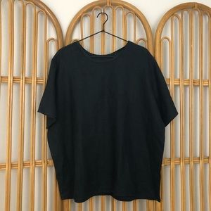 Flax Black Linen Boxy Tee